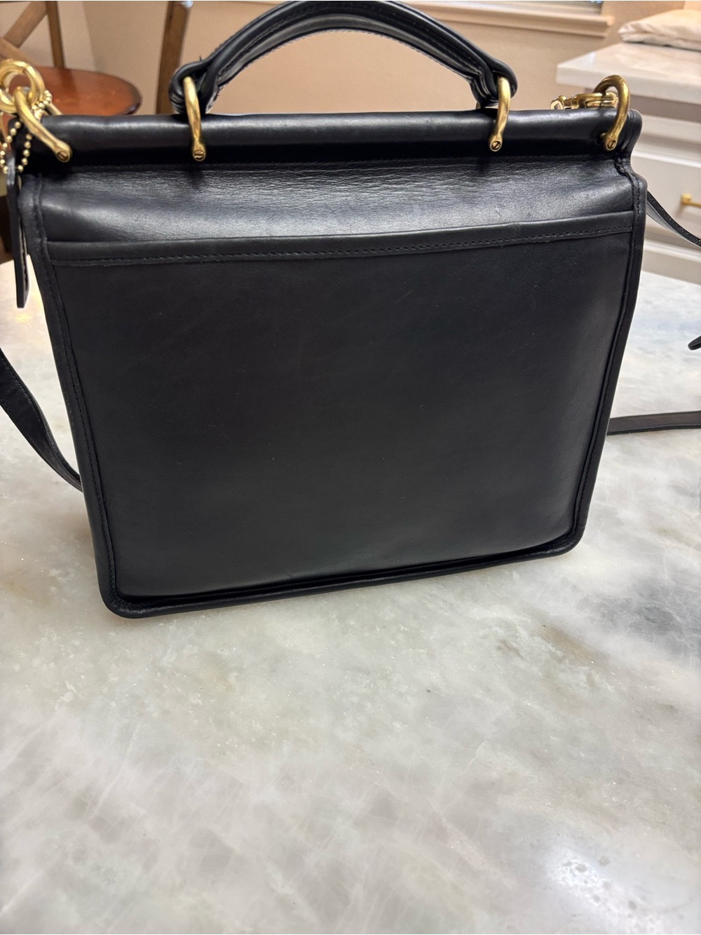 VINTAGE COACH Leather Willis Station Bag 9927 - Black Crossbody - Rare - Picture 8 of 13